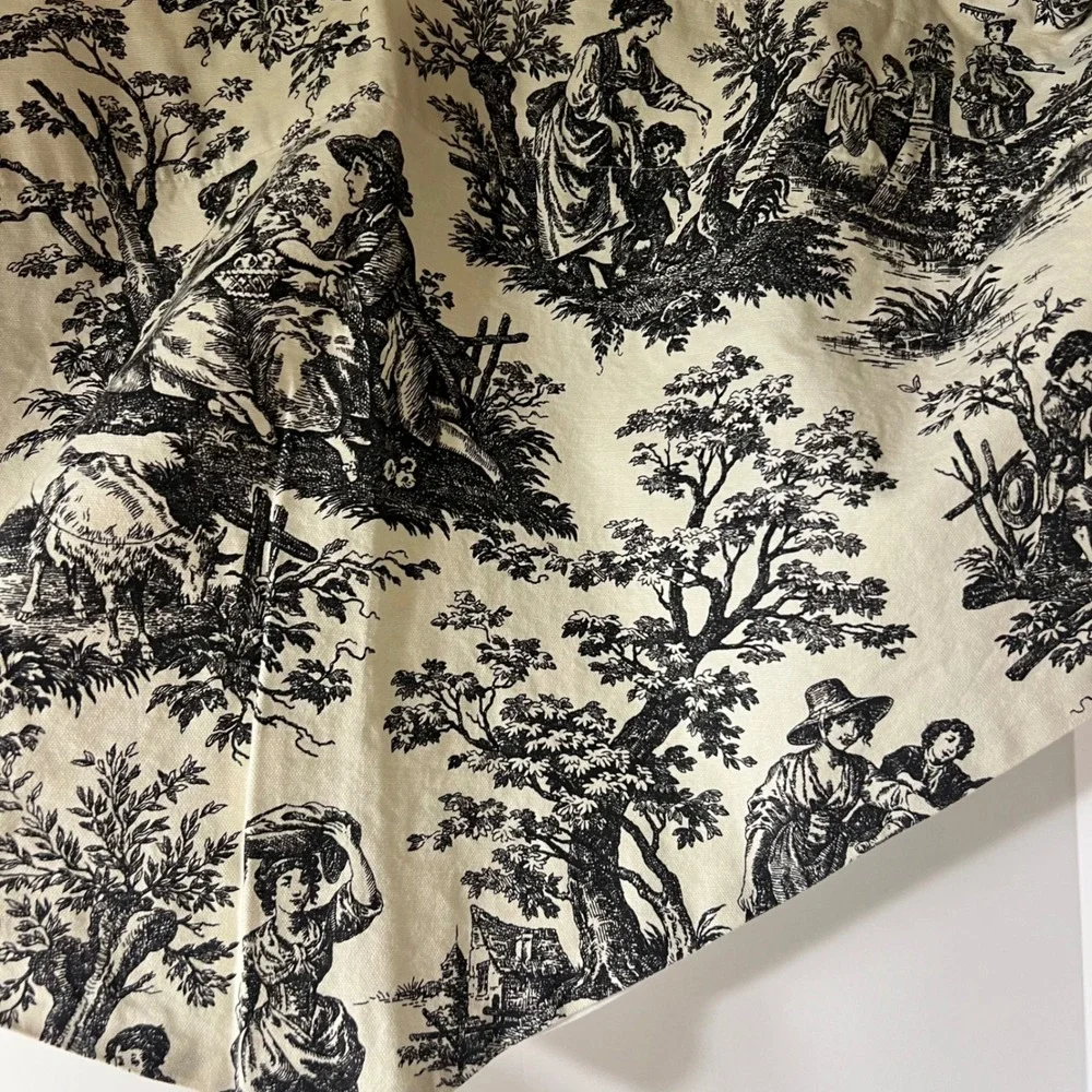 2 Waverly Home Classics Country Life Toile Cotton Valance Black White 52